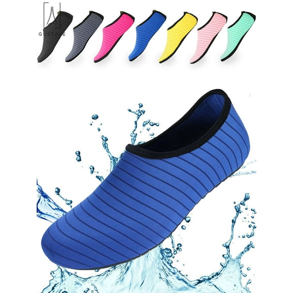 Gustave Unisex Barefoot Water Skin Shoes Strip Beach Sock Quick-Dry Aqua Water Socks For Beach Swim Surf Outdoor Exercise "S,Blue"