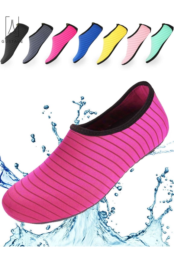 Unisex Barefoot Water Skin Shoes Strip Beach Sock Quick-Dry Aqua Water Socks For Beach Swim Surf Outdoor Exercise "XL,Rose Red"