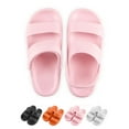 thumbnail image 1 of Gustave Unisex Double Strap Slides Sandals Thick Open Toe Slippers, Pink, Women 7-8 / Men 5-6, 1 of 8