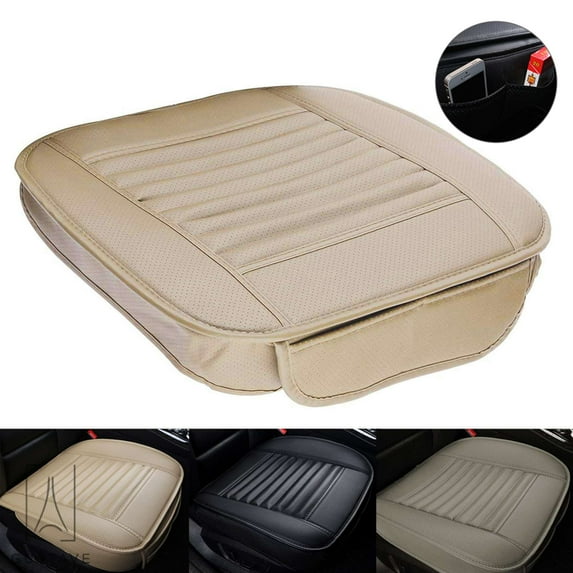 Gustave Universal Breathable Charcoal Car Seat Cushion, PU Leather Bamboo Beige