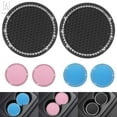 thumbnail image 1 of Gustave Universal Car Cup Coasters Silicone Anti Slip Crystal Rhinestone Car Coaster Vehicle Bling Cup Holder Insert Coaster Car Interior Accessories, Set of 2 (Black), 1 of 8