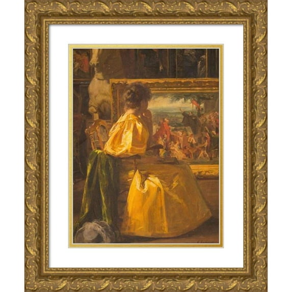 Gustave Vanaise 15x18 Gold Ornate Wood Frame and Double Matted Museum Art Print Titled - Visiting the Atelier