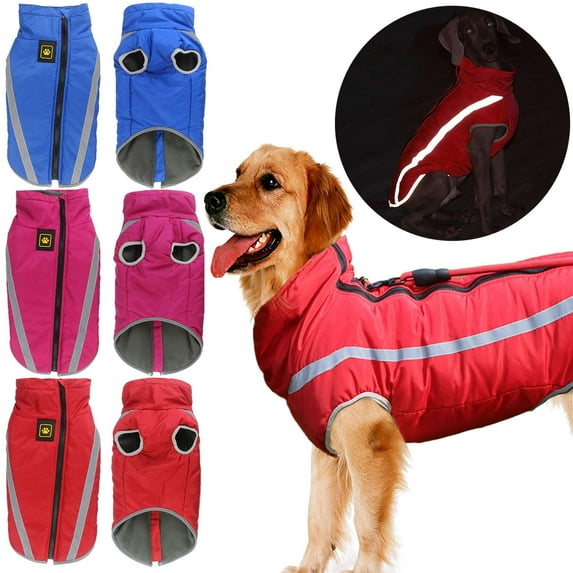 Gustave Warm Dog Winter Coat Reflective Fleece Dog Turtleneck Jacket Vest Waterproof Windproof Pet Coats Clothes for Cold Weather for Medium Large Dogs "Red, 2XL"