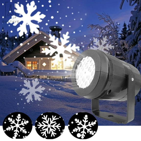 Gustave Waterproof Christmas Snowfall Light Projector, Rotating LED Snowflake Laser Light with Snowstorm Effect for Indoor Outdoor Xmas Party