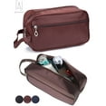 thumbnail image 1 of Gustave Waterproof Double-layer Toiletry bag, Professional Zipper Cosmetic Case with Carry Handle, Wash Organizer Pouch "Coffee", 1 of 9