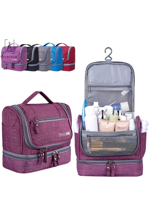 Waterproof Travel Toiletry Bag, Dry Wet Separated Dopp Kit Bathroom Toiletry Organizer Zippers Cosmetic Makeup Bag for Men Women "Purple"