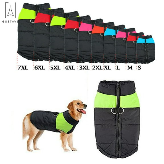 Gustave Waterproof Warm Dog Clothes for Winter Pet Coat Protection Down Dog Vest For Large Dogs (66lb-110lb) "6XL,Green"