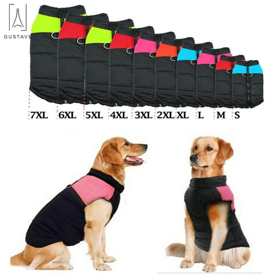 Gustave Waterproof Warm Dog Clothes for Winter Pet Coat Protection Down Dog Vest For Large Dogs (66lb-110lb) "7XL,Pink"