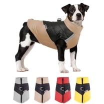 Gustave Winter Dog Coat Reflective Warm Dog Jackets Windproof Waterproof Pet Vest Puppy Cold Weather Coats Clothes with Harness Zipper for Small Medium Large Dogs (Khaki, S)