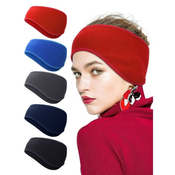 Gustave Winter Ear Warmers Headband for Women Men, Fleece Earmuff Headband Stretchy Ear Covers for Cold Weather Running Sports Yoga "Black"