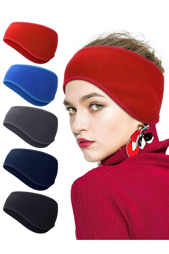 Winter Ear Warmers Headband for Women Men, Fleece Earmuff Headband Stretchy Ear Covers for Cold Weather Running Sports Yoga "Black"
