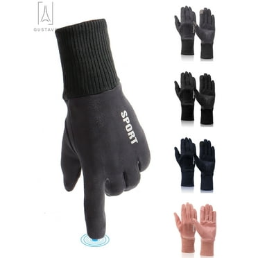 Gustave Winter Gloves for Men Women, Touch Screen Texting Warm Gloves Thermal Soft Fleece Lining Elastic Cuff Windproof Driving Cycling Gloves "Black,Men"