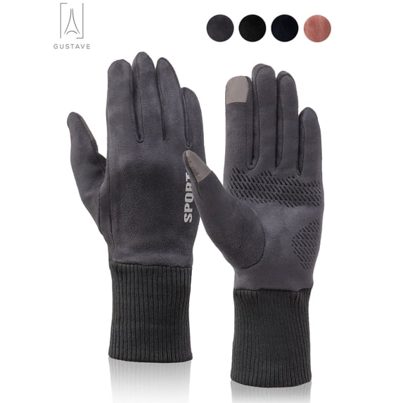 Gustave Winter Gloves for Men Women, Touch Screen Texting Warm Gloves Thermal Soft Fleece Lining Elastic Cuff Windproof Driving Cycling Gloves "Gray,Women"
