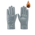 thumbnail image 1 of Gustave Winter PU Leather Gloves for Women Warm Thermal Fleece Lined Gloves Elegant Bowknot Touchscreen Texting Driving Cycling Gloves, Gray, 1 of 6