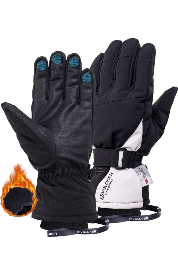 Winter Ski Gloves for Women Men Windproof Waterproof Touchscreen Snowboard Gloves Thermal Fleece Lined Snow Gloves for Cold Weather Skiing Cycling Driving Hiking, Gray