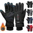 thumbnail image 1 of Gustave Winter Ski Snow Gloves for Women Men Waterproof Touchscreen Snowboard Gloves Cold Weather Warm Thermal Fleece Lined Gloves with Pocket for Running Driving Cycling - Black, 1 of 8