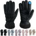 thumbnail image 1 of Gustave Winter Touchscreen Gloves for Women Cold Weather Warm Fleece Lined Gloves Windproof Faux Fur Cuff Thermal Texting Gloves for Outdoor Driving Hiking Cycling - Black, 1 of 7