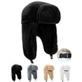 thumbnail image 1 of Gustave Winter Trapper Hat with Ear Flaps for Women Men Windproof Warm Trooper Hats Cold Weather Faux Fur Plush Ushanka Russian Hat for Outdoor Hunting Skiing - Black, 1 of 8