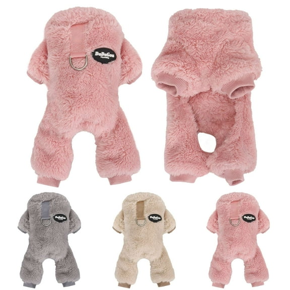 Gustave Winter Warm Dog Sweater Coat Plush Fleece Onesie Jumpsuit Pajamas Soft Puppy Cat 4 Legged Clothes Pets Apparel for Small Medium Male Female Dogs "Pink, S"