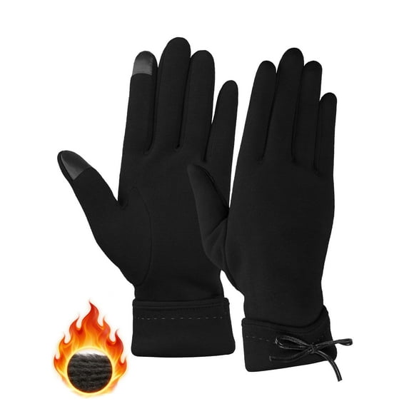 Gustave Winter Warm Gloves for Women Touchscreen Texting Gloves Cold Weather Thick Fleece Lined Thermal Glove with Bow "Black"