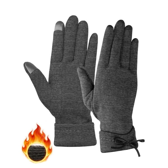 Gustave Winter Warm Gloves for Women Touchscreen Texting Gloves Cold Weather Thick Fleece Lined Thermal Glove with Bow "Gray"
