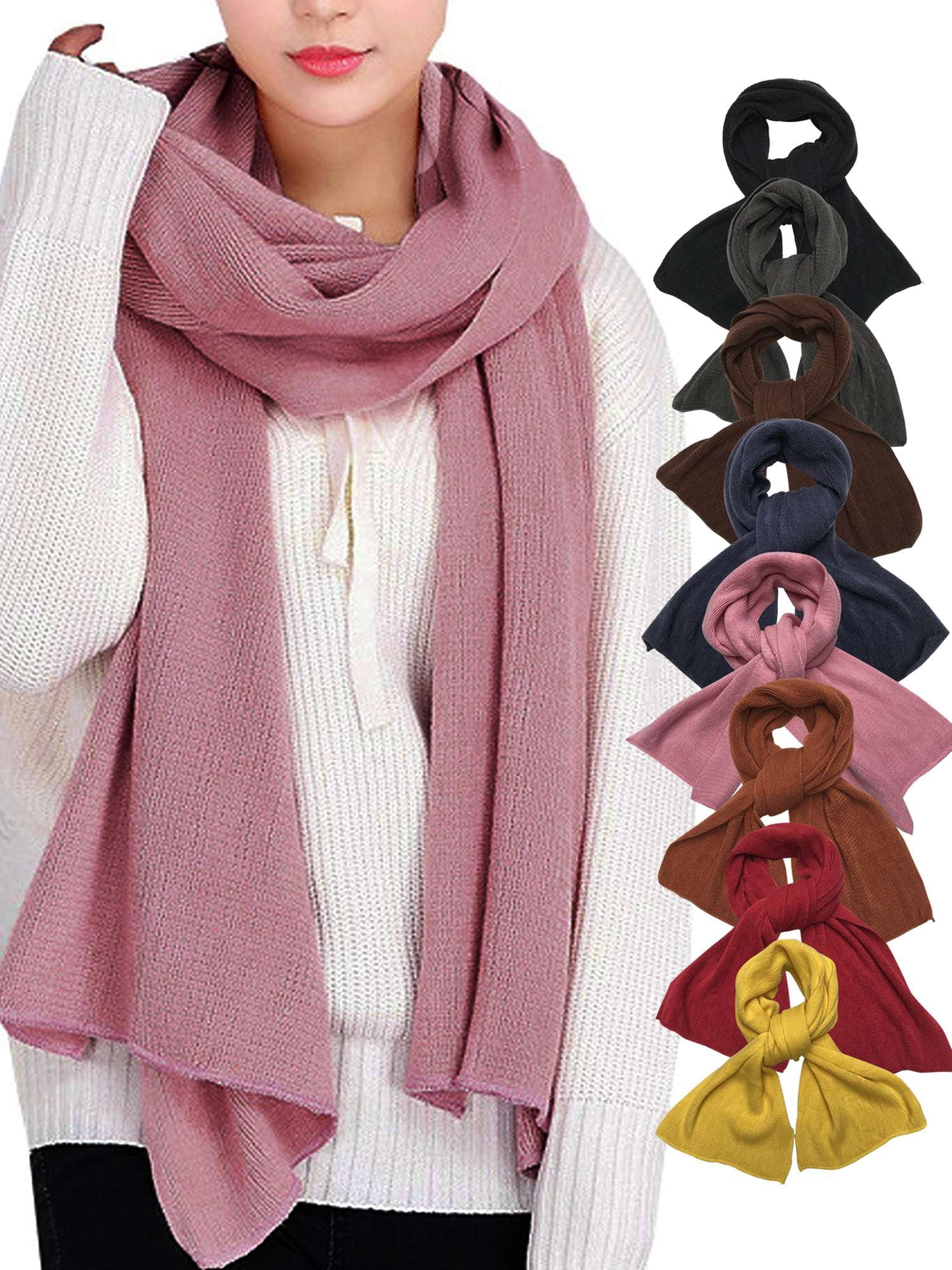 Gustave Winter Warm Scarves Knitted Soft Long Scarf Wrap for Men Women ...