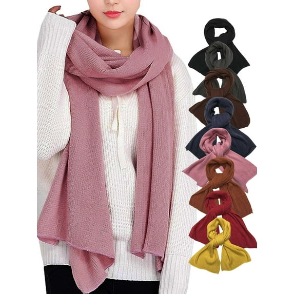 Gustave Winter Warm Scarves Knitted Soft Long Scarf Wrap for Men Women "Pink"