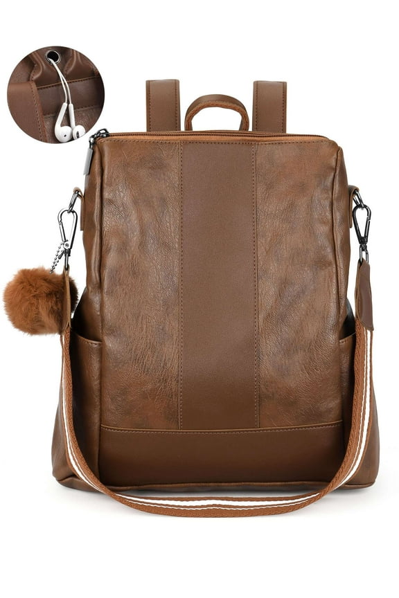 Women Backpack Purse PU Leather Anti-Theft Travel Backpack Rucksack Casual Fashion Convertible Shoulder Handbag Daypack "Brown"