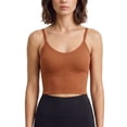 thumbnail image 1 of Gustave Women Cami Bras Seamless Padded Yoga Bralettes Wirefree Workout Sports Bra Comfort Camisole Spaghetti Strap Crop Tops "Orange", 1 of 10