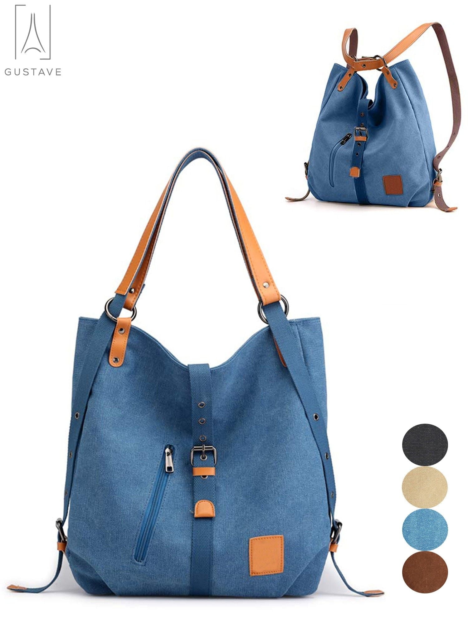 9557 Canvas Backpack Purse Large Size Tote Top Handle Bag Fashion Handbag Bullet Large Canvas Tote Bag | PCNA main image 2