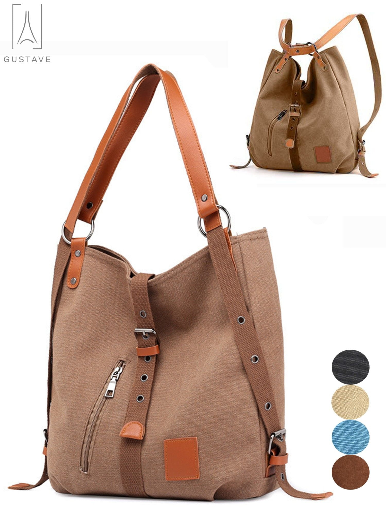 Soft Leather Hobo Tote Bag in Tan brown, Convertible Backpack - Carry Goods  Co – Carry Goods Co.