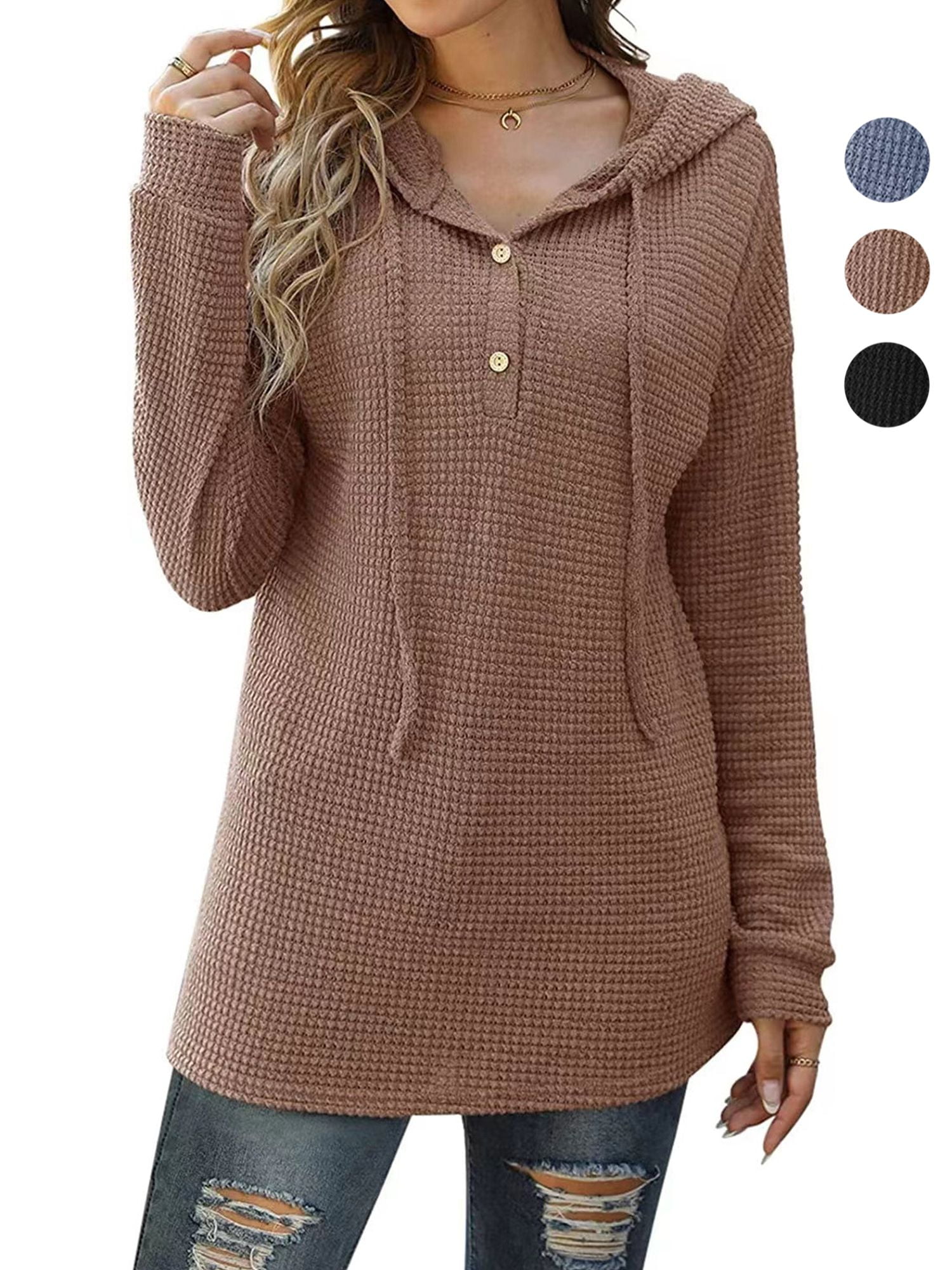 Women's Casual Knit Hoodie with Drawstring | Long Sleeve Sweatshirt main image 0