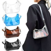 Gustave Women Clear Tote Shoulder Bag Stadium Approved Small Jelly Underarm Bag Crossbody Handbag Transparent PVC Clutch Purse for Concerts Sports Events Travel - Clear