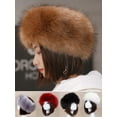 thumbnail image 1 of Gustave Women Faux Fur Headband with Elastic Winter Warm Earwarmer Earmuffs Thick Fluffy Ski Hats Russian Cap "Black", 1 of 6