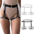 thumbnail image 1 of Gustave Women Leather Harness Adjustable Punk Caged Waist Belts Leg Garters Harness Sexy Leg Suspender White, 1 of 9