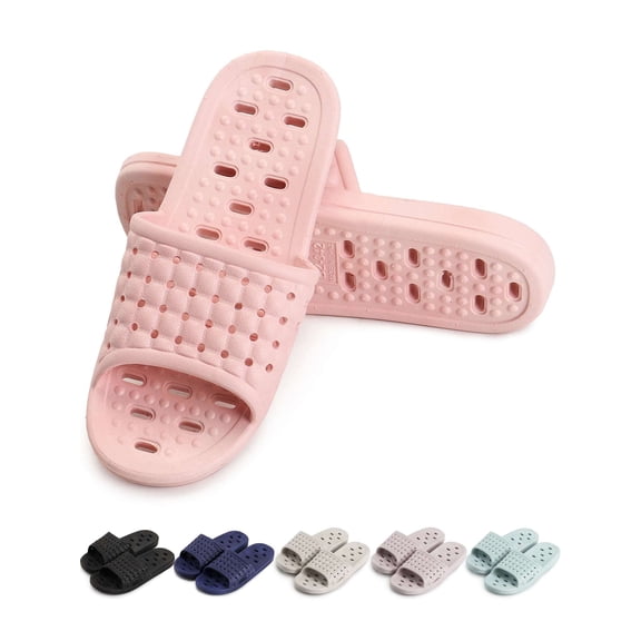Gustave Women Men Shower Slipper Bathroom Slides Sandals Non-Slip Quick Drying Soft Slippers House Shoes with Drain Holes for Indoor Home Beach Pool