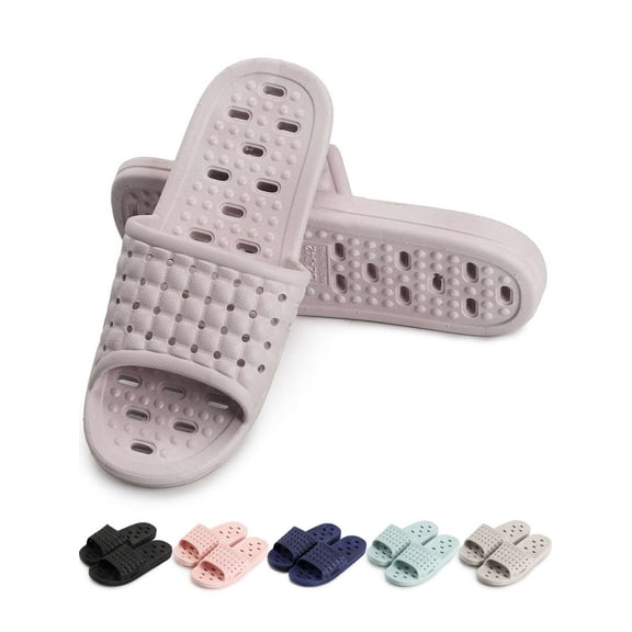 Gustave Women Men Shower Slipper Bathroom Slides Sandals Non-Slip Quick Drying Soft Slippers House Shoes with Drain Holes for Indoor Home Beach Pool