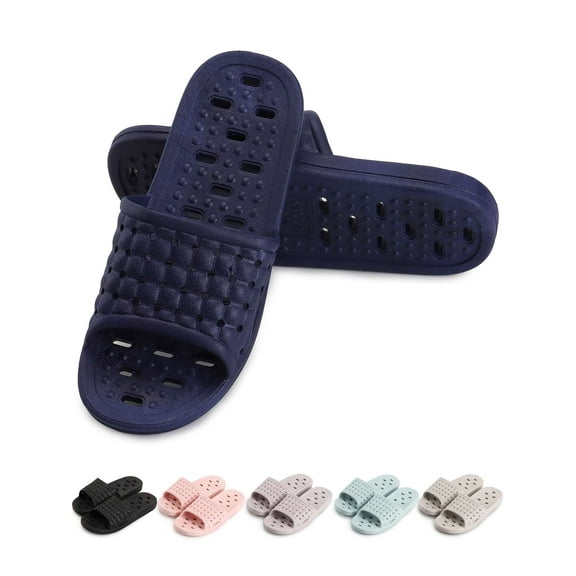 Gustave Women Men Shower Slipper Bathroom Slides Sandals Non-Slip Quick Drying Soft Slippers House Shoes with Drain Holes for Indoor Home Beach Pool