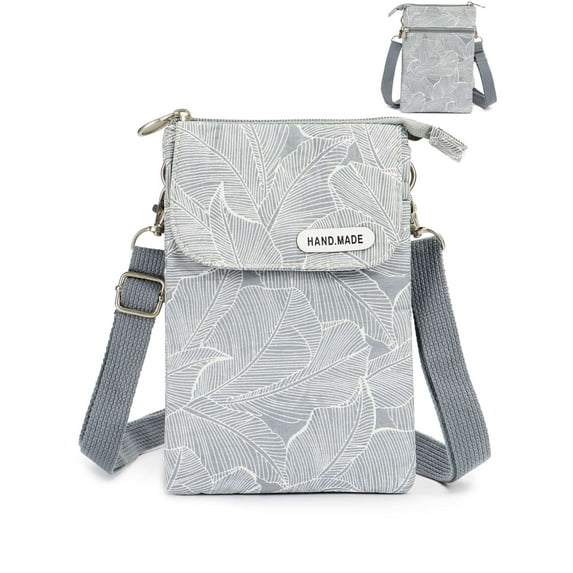 Gustave Small Crossbody Bag Cell Phone Purse Wallet Canvas Messenger Shoulder Handbag Lightweight Travel Pouch for Women with Adjustable Strap "Gray"