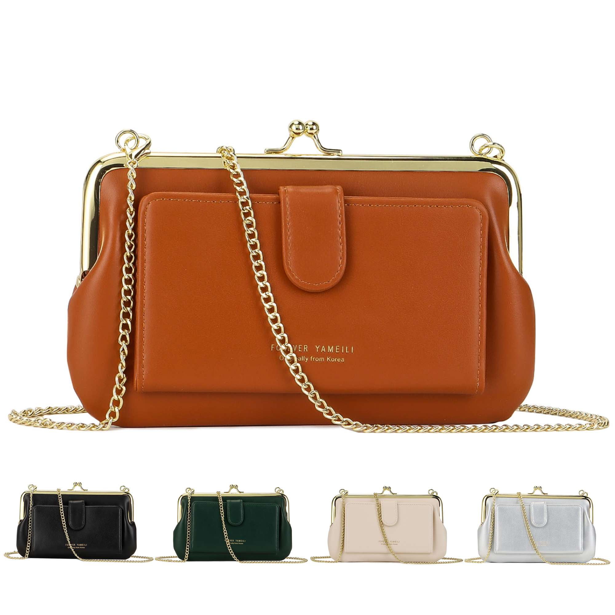 Gustave Women PU Leather Crossbody Clutch Purse Evening Bag Clasp Handbag Small Shoulder Bag