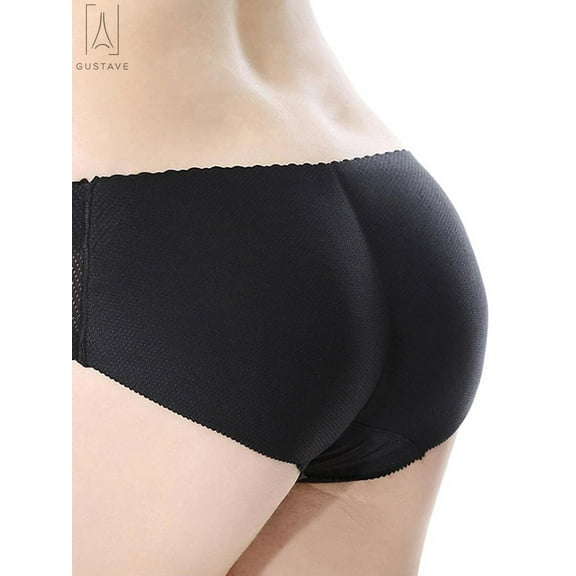 Gustave Women Padded Butt Lifter Panty Body Shaper Fake Hip Shapwear Underwear Briefs Enhancer Boyshorts Panties "Black, S"