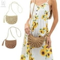 thumbnail image 1 of Gustave Women Straw Bags Handmade Woven Bag Summer Beach Rattan Shoulder Bag Sling Crossbody Purse with Tassels Bohemia Handbag (Khaki), 1 of 9