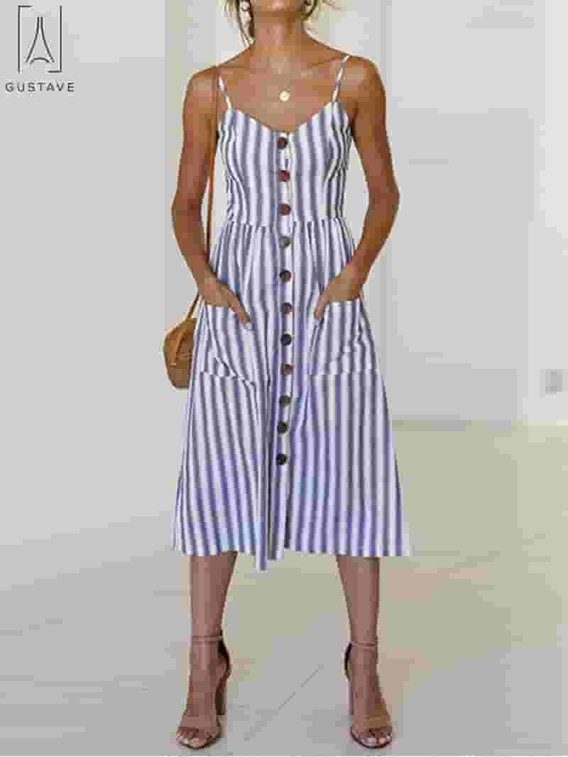 Summer Maxi Dress With Spaghetti Straps OUGES Women's Summer Maxi