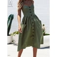 thumbnail image 1 of Gustave Women Summer Midi Dresses Sleeveless Button Down V-Neck Floral Boho Sundress Spaghetti Strap Swing Casual Beach Dress with Pockets "Green, L", 1 of 9