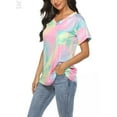 thumbnail image 1 of Gustave Women Summer Short Sleeve V-Neck Tops Tie Dye T-Shirt Fashion Blouse Casual Loose Basic Tees, L, 1 of 8