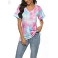 thumbnail image 1 of Gustave Women Summer Short Sleeve V-Neck Tops Tie Dye T-Shirt Fashion Blouse Casual Loose Basic Tees, XXL, 1 of 9