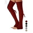 thumbnail image 1 of Gustave Women Thigh High Socks Extra Long Over the Knee Cotton Knit Warm Thick Tall Long Boot Stockings Leg Warmers, Wine Red, 1 of 6