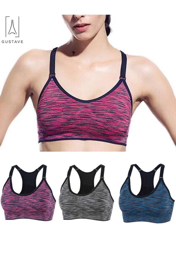 Women Yoga Seamless Bra Adjustable Strap Sports Bra Workout Gym Activewear Underwear "XL,Gray"