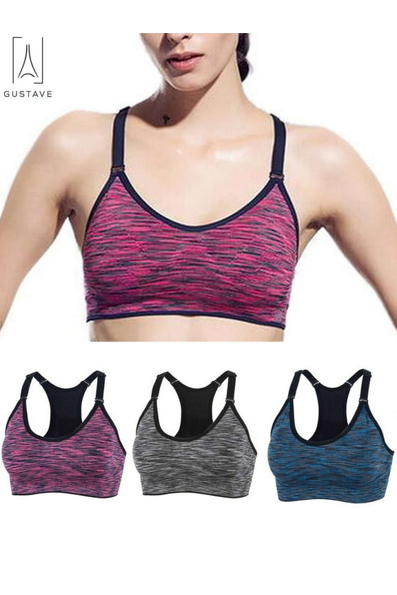 Women Yoga Seamless Bra Adjustable Strap Sports Bra Workout Gym Activewear Underwear "XL,Rose Red"