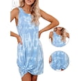 thumbnail image 1 of Gustave Women's Casual Tie Dye Short Dress Crewneck Sleeveless Midi Dresses Summer Loose T Shirt Tank Beach Sundress "Blue, XL", 1 of 10